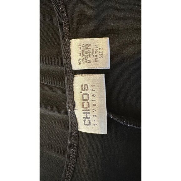 Chico's Travelers Deep V-Neck Fit and Flare Sleeveless Midi Dress, Black SZ 2(M) - Picture 6 of 6